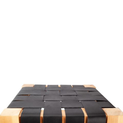 banqueta madera con trenzado