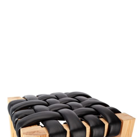 banqueta madera con trenzado acolchado